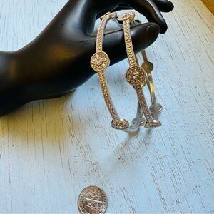 Silver Crystal Bangles Set of 2